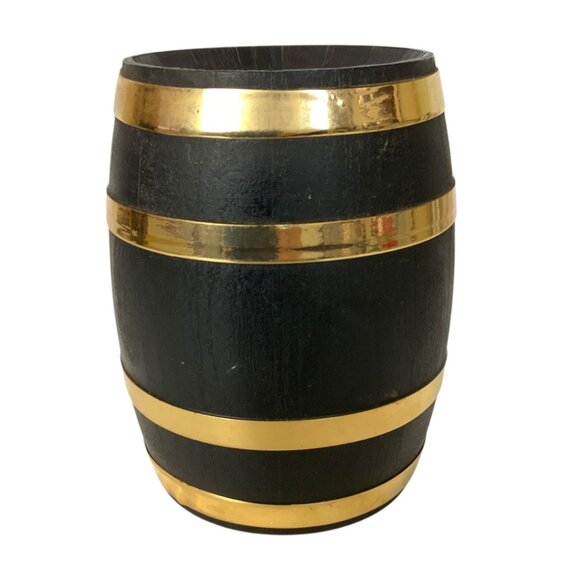 Black Barrel Coin Bank by Mayville Plastics Gold Accents First Savings Odessa - Picture 3 of 7